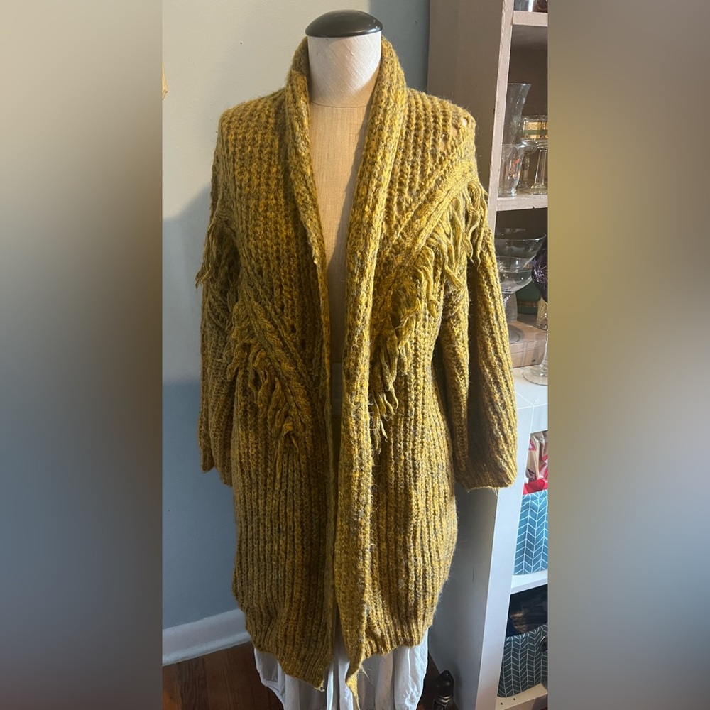 Anthropologie Stevie Boho Mustard Yellow Cardigan